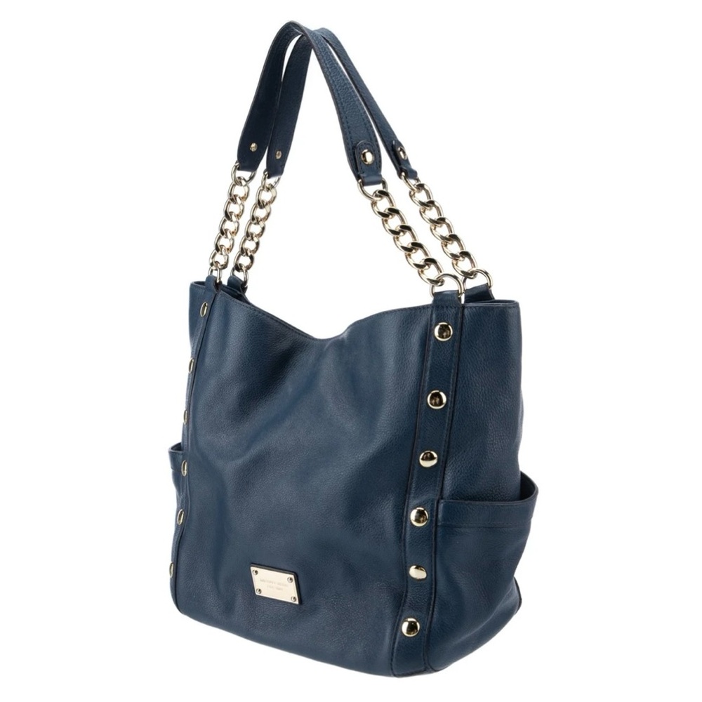 Like new condition/ Michael Kors DELANCY Large Shoulder Tote NAVY BLUE Leather - Picture 3 of 7
